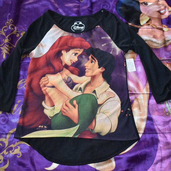 RETRO STYLE Disney Little Mermaid Ariel & Prince Eric Long Sleeve T-Shirt Small - Picture 6 of 10